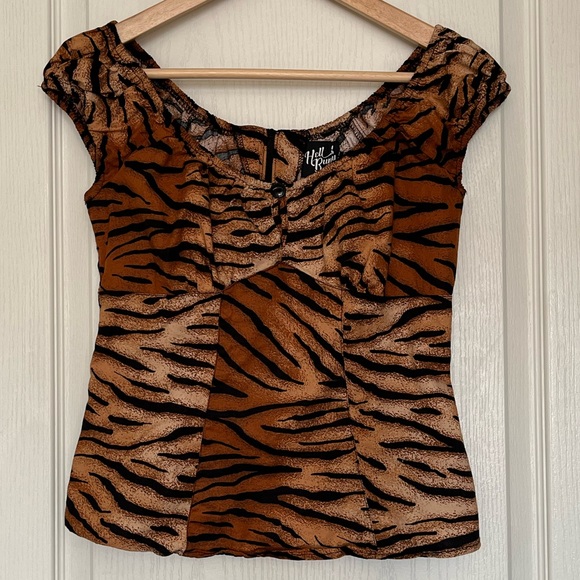 Hell Bunny Tora Tiger Print Rockabilly Pinup Retro Y2K Cottagecore Vintage Style - Picture 2 of 10